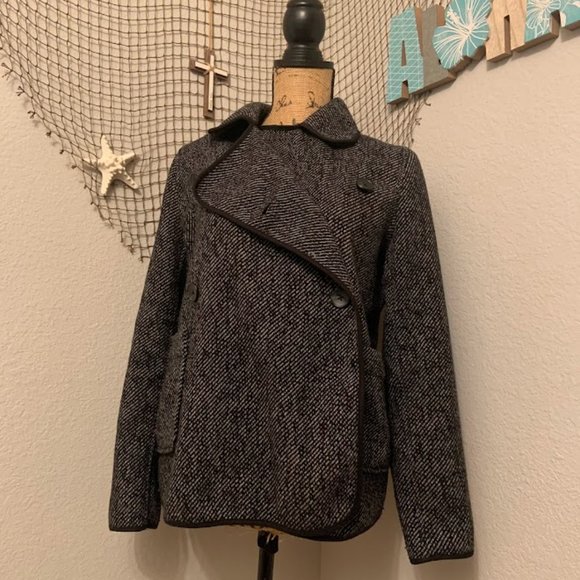 Lucky Brand Drape Wool Blend Herringbone Jacket Size Small - Picture 3 of 6